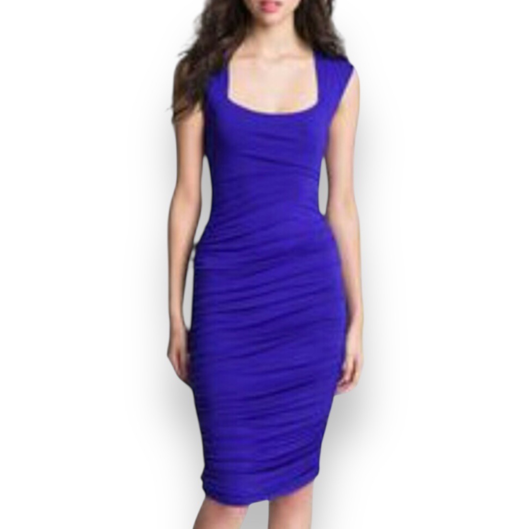Felicity & Coco Women's Royal Blue Ruched Bodycon Dress Size Small | Euc